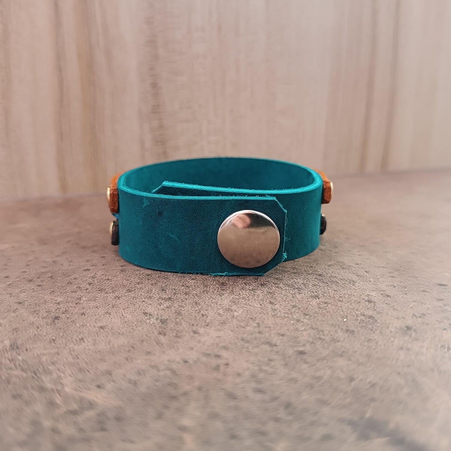 the scouts leather cuff bracelet back view