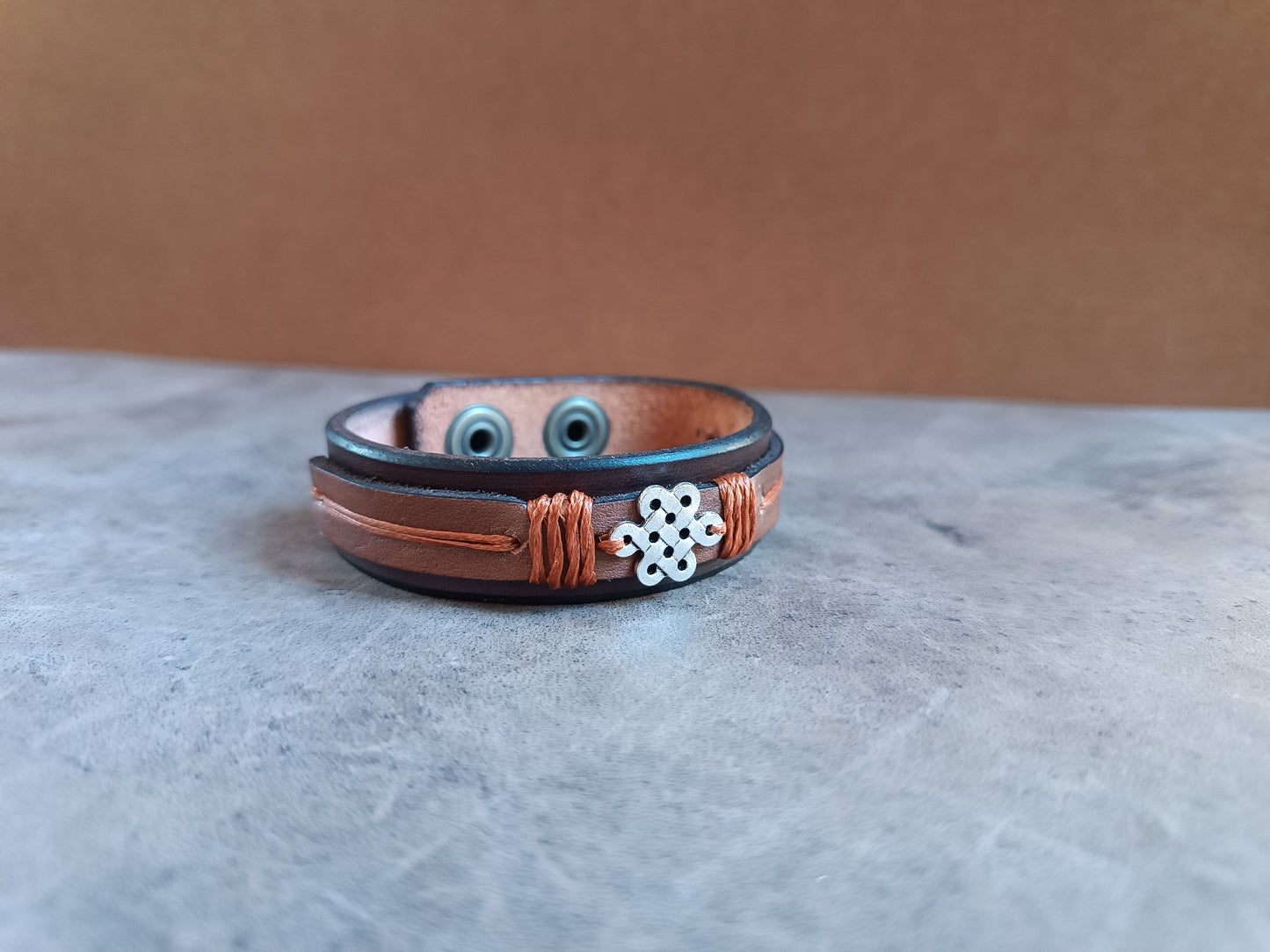 Celtic Shield Knot Leather Bracelet for Men
