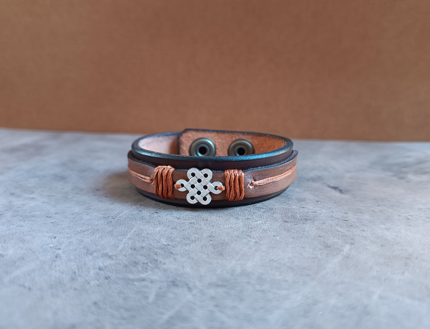 Celtic Shield Knot Leather Bracelet for Men