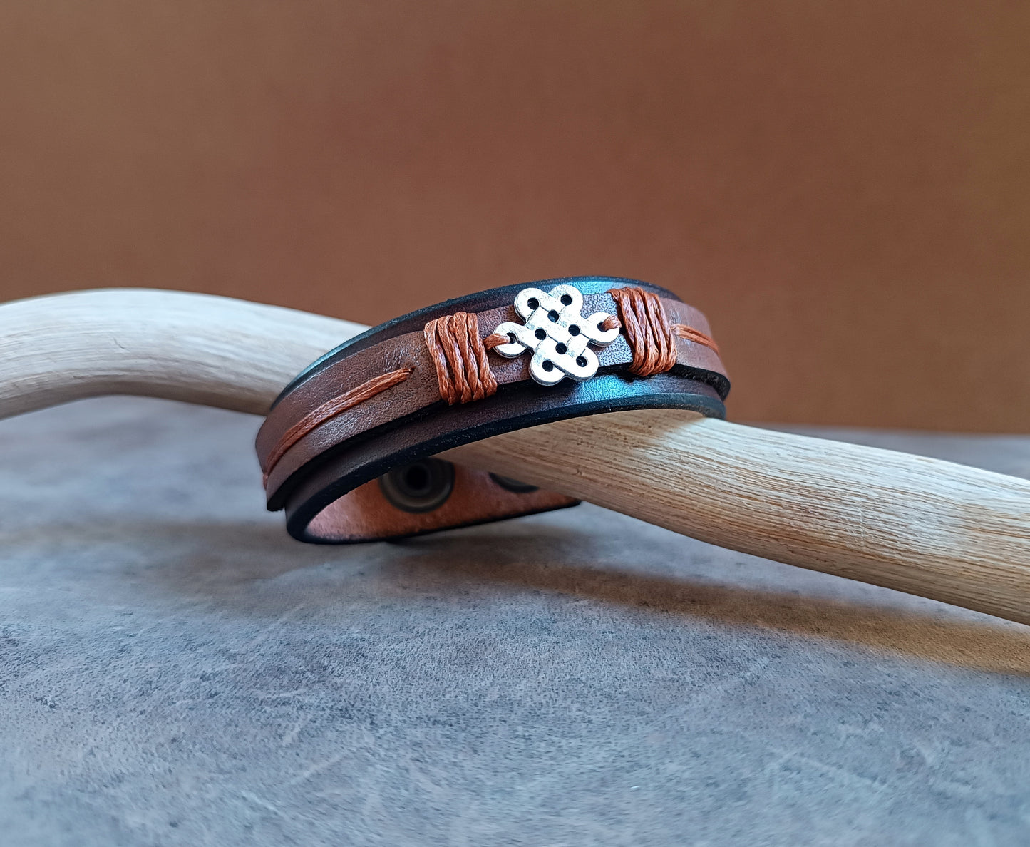 Celtic Shield Knot Leather Bracelet for Men