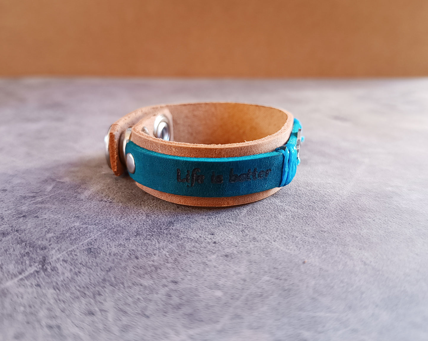 Silver Treble Clef Leather Bracelet with Custom Message