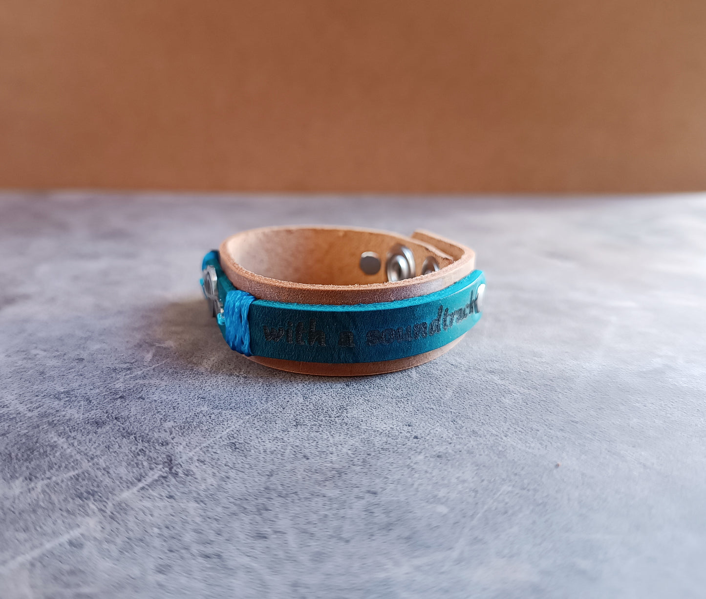 Silver Treble Clef Leather Bracelet with Custom Message