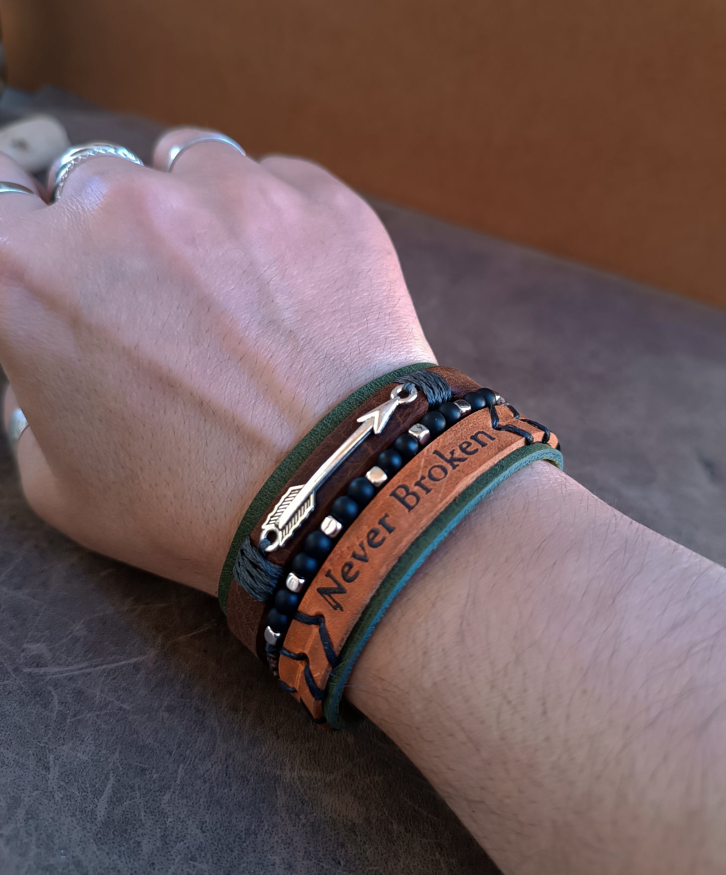 The Unbreakable Spirit Custom Mantra Leather Cuffs