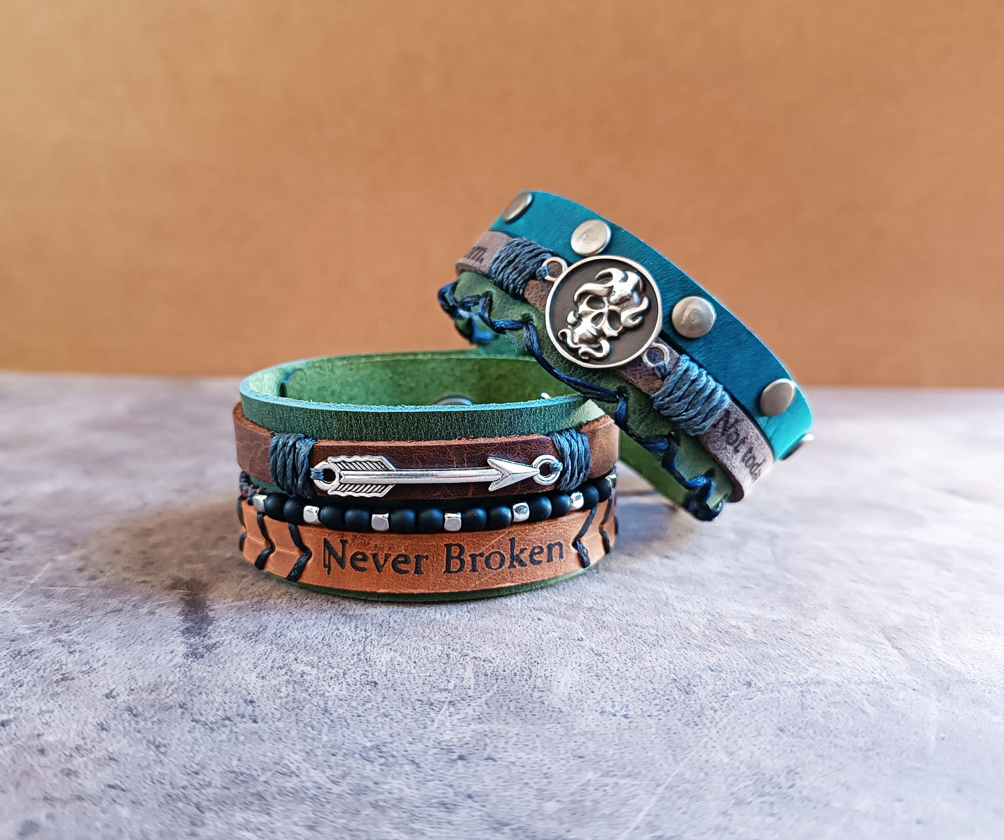 The Unbreakable Spirit Custom Mantra Leather Cuffs