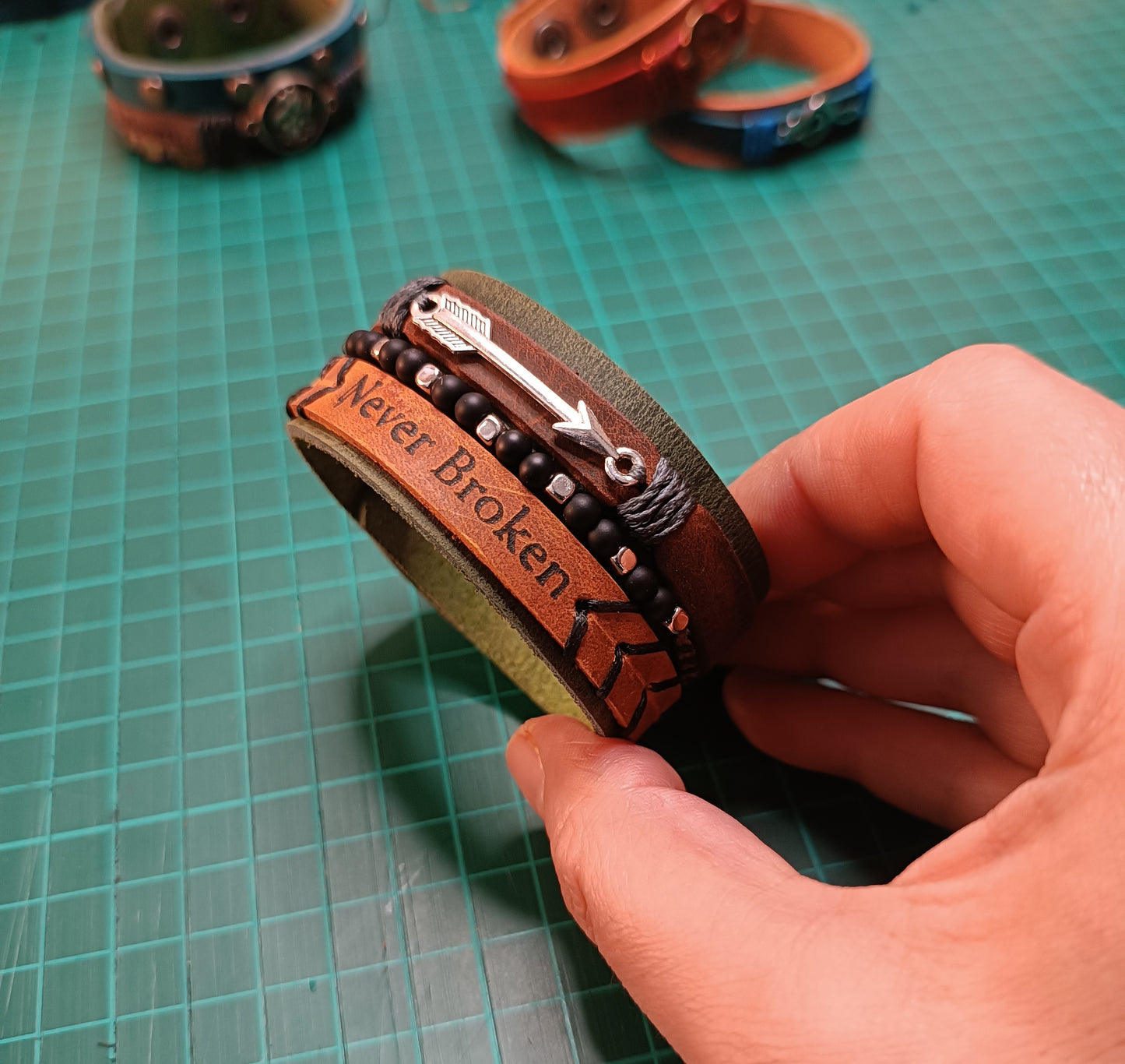 The Unbreakable Spirit Custom Mantra Leather Cuffs
