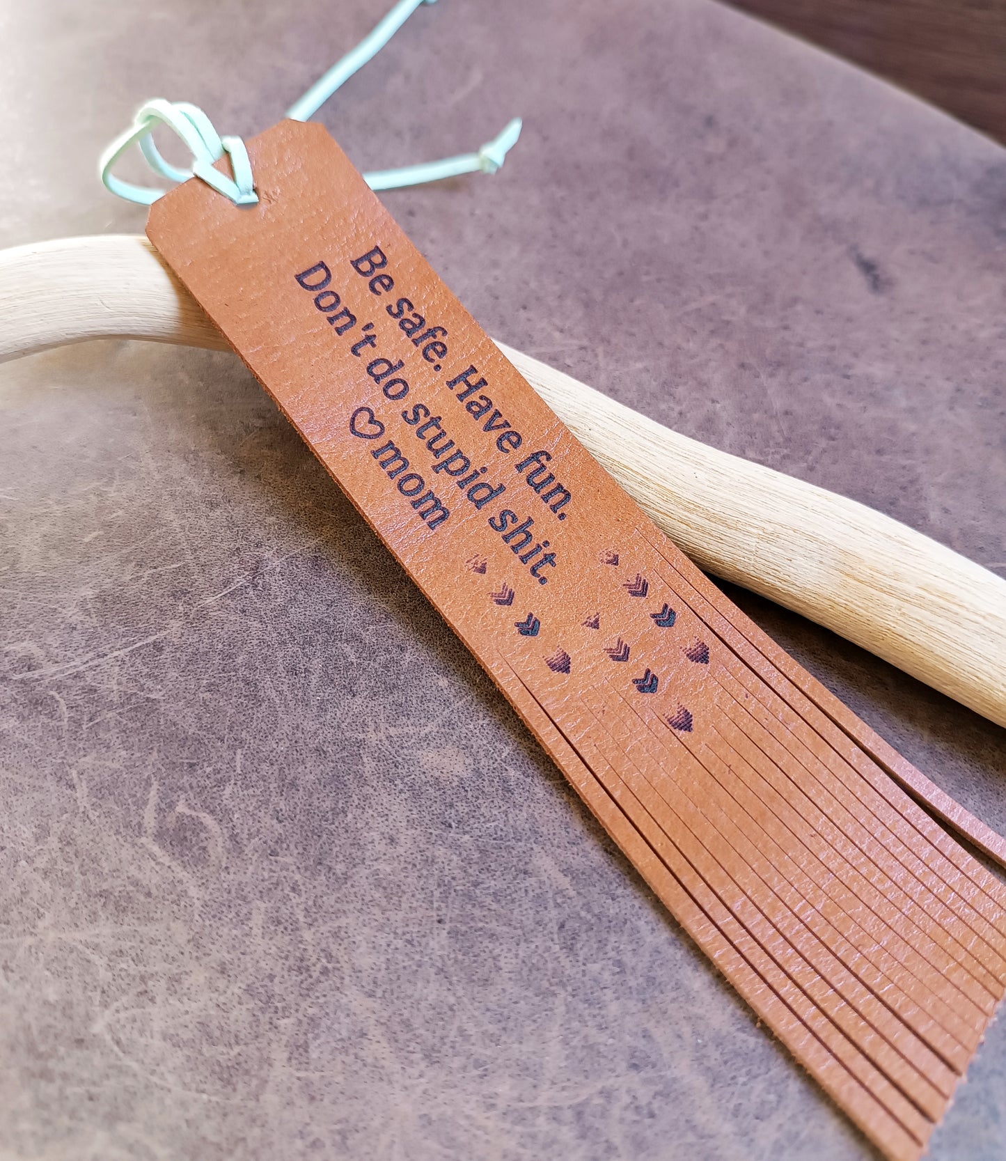 Personalized Leather Bookmark for Long Distance Student