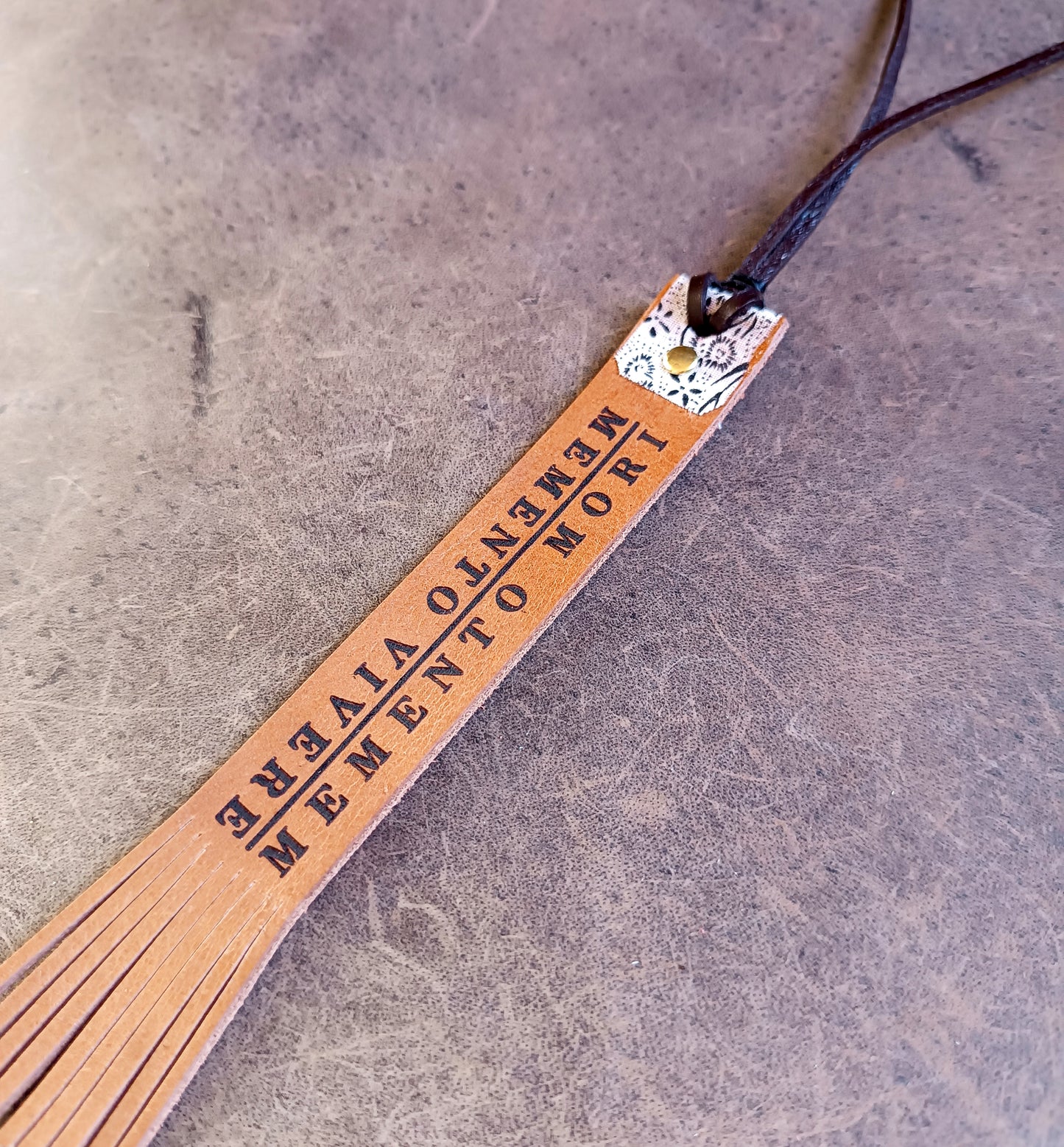 Memento Mori - Memento Vivere Leather Bookmark with Free Personalization