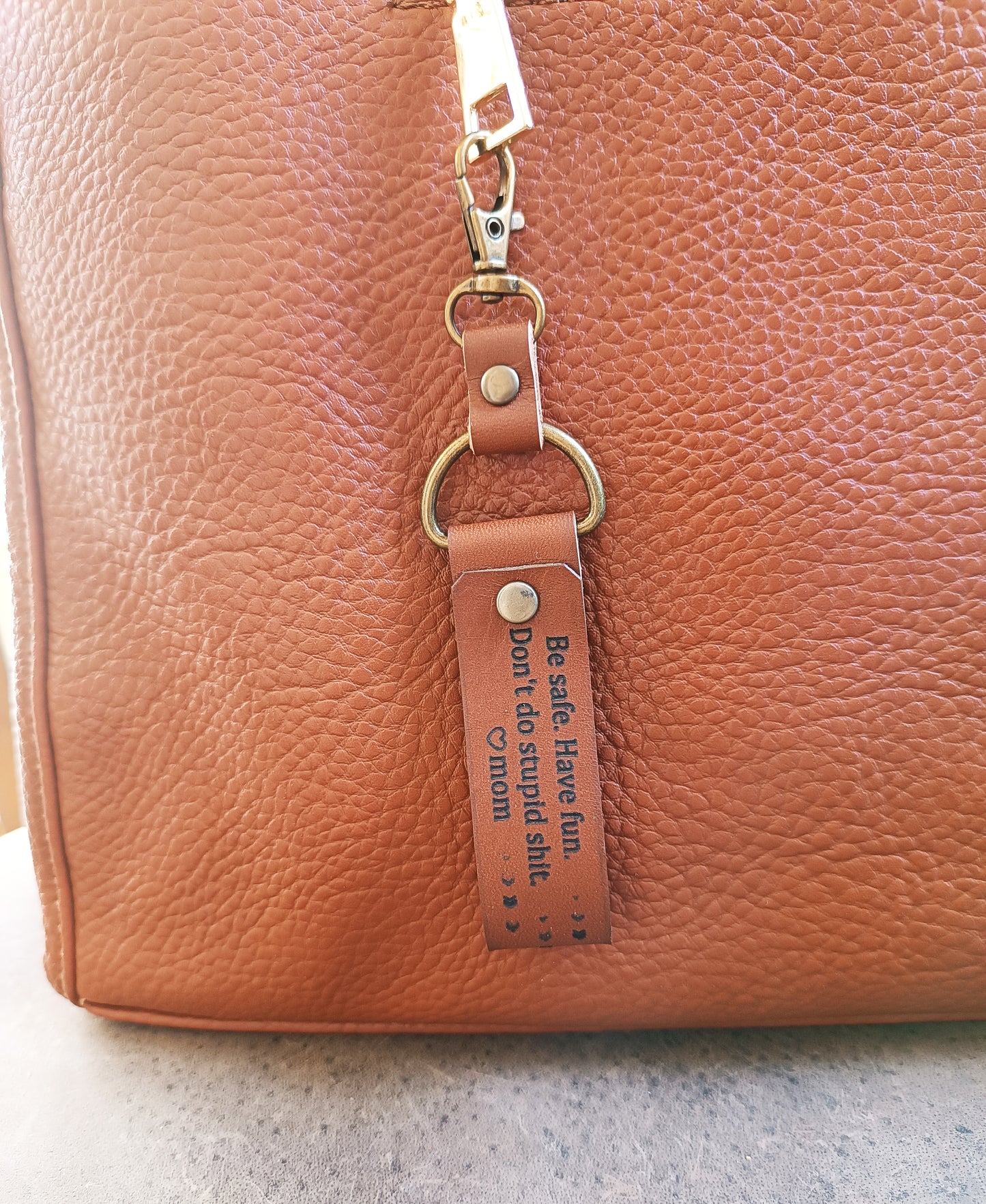 Personalized Leather Keychain for Long Distance Students