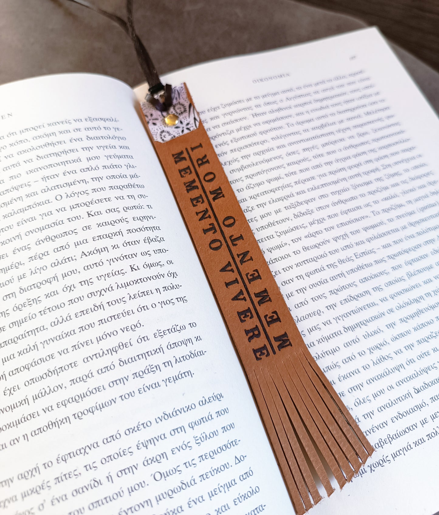 Memento Mori - Memento Vivere Leather Bookmark with Free Personalization