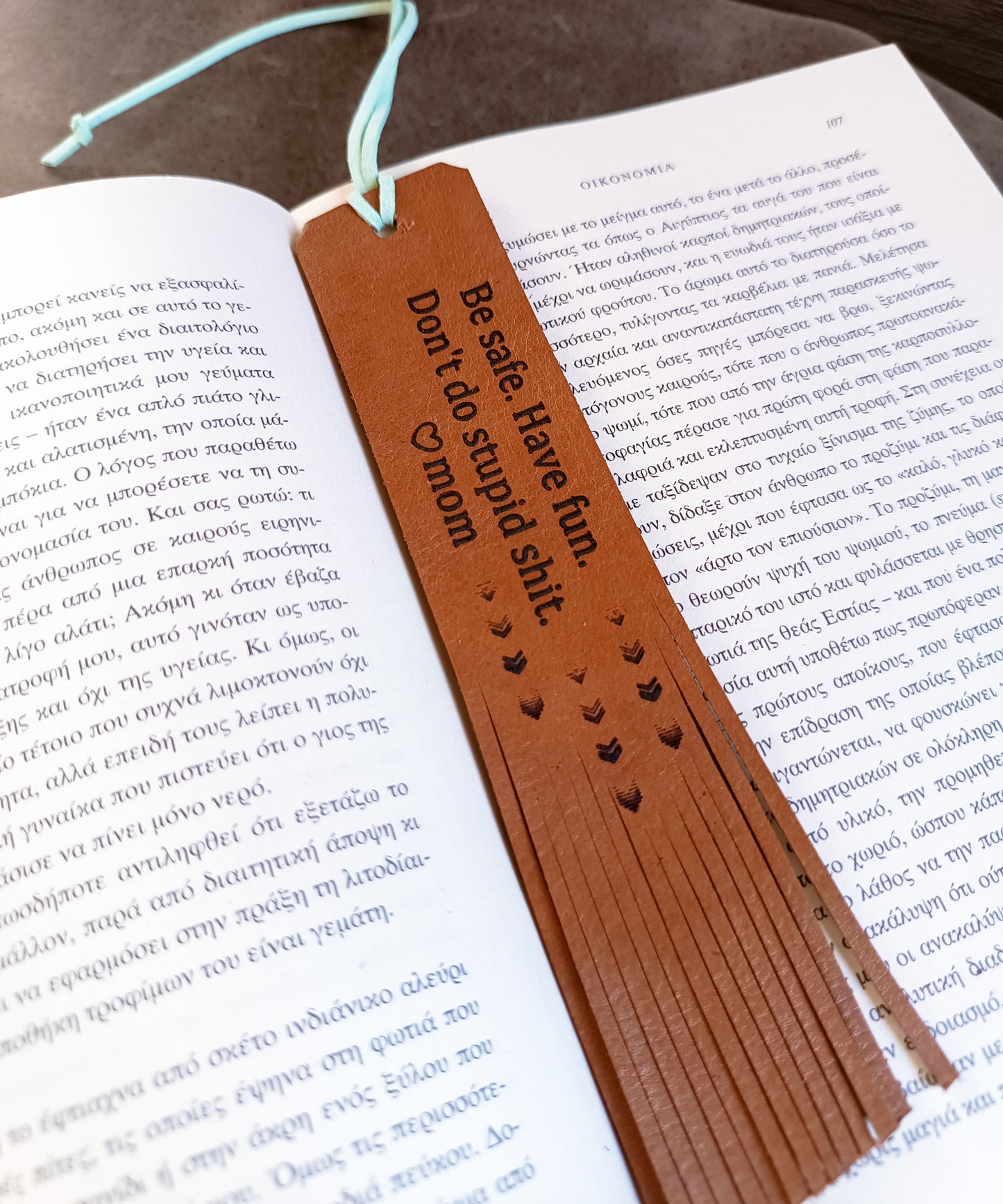 Personalized Leather Bookmark for Long Distance Student