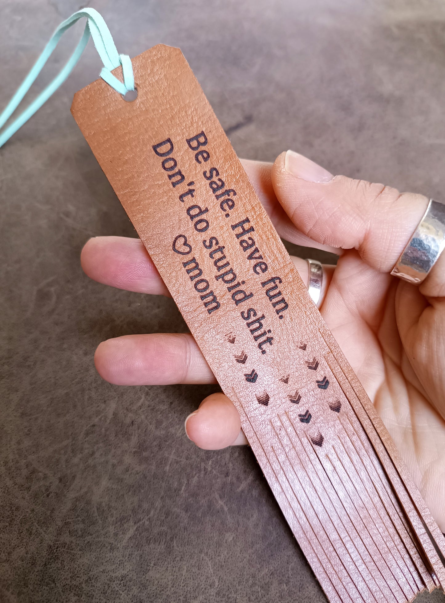 Personalized Leather Bookmark for Long Distance Student