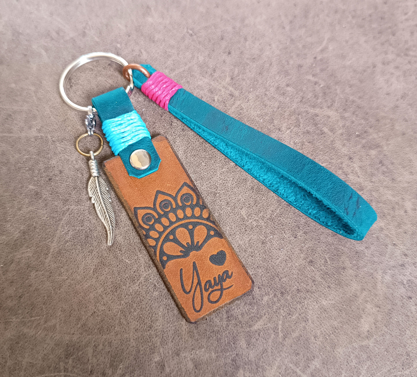 Personalized Yaya Leather Keychain