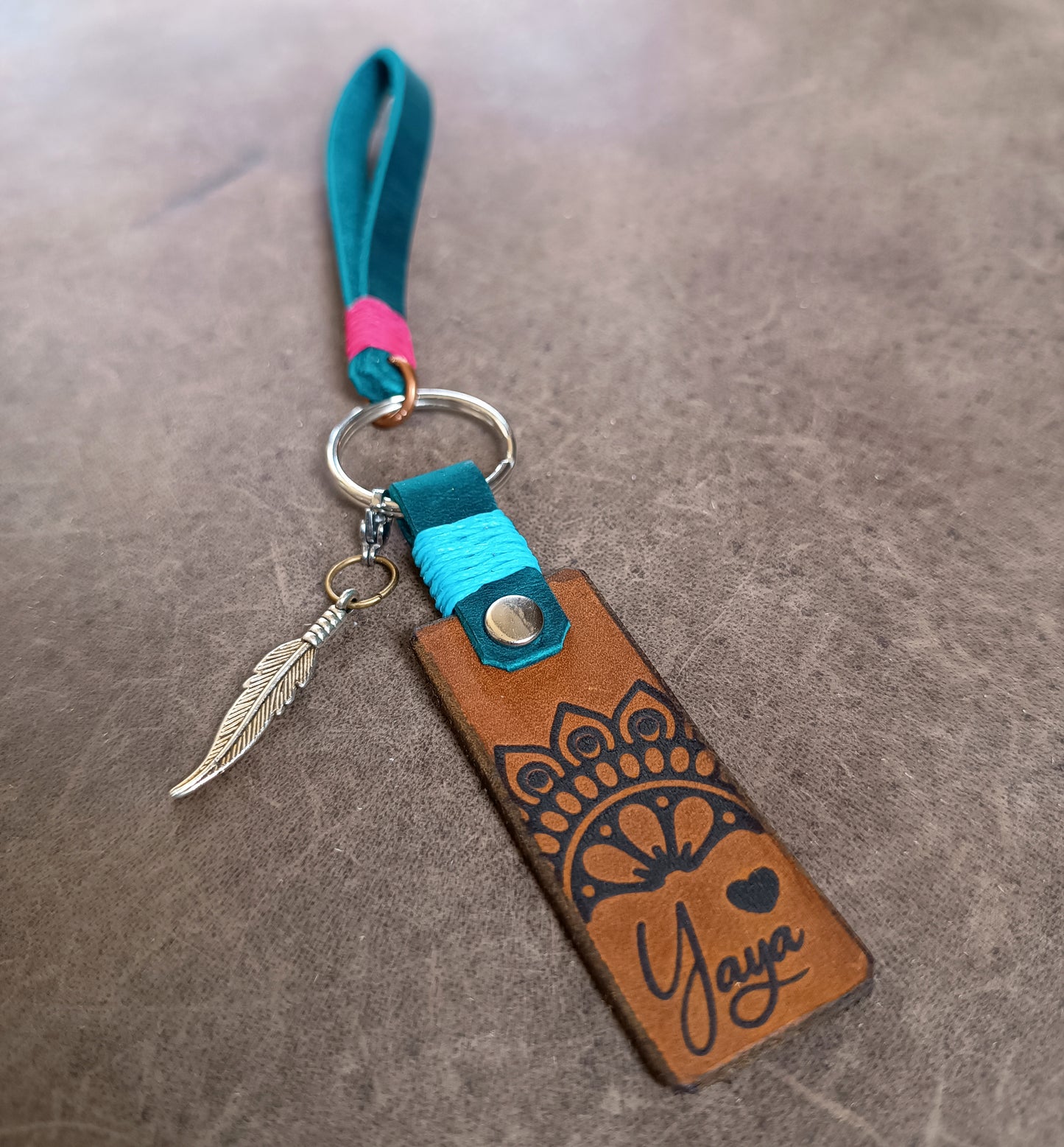 Personalized Yaya Leather Keychain