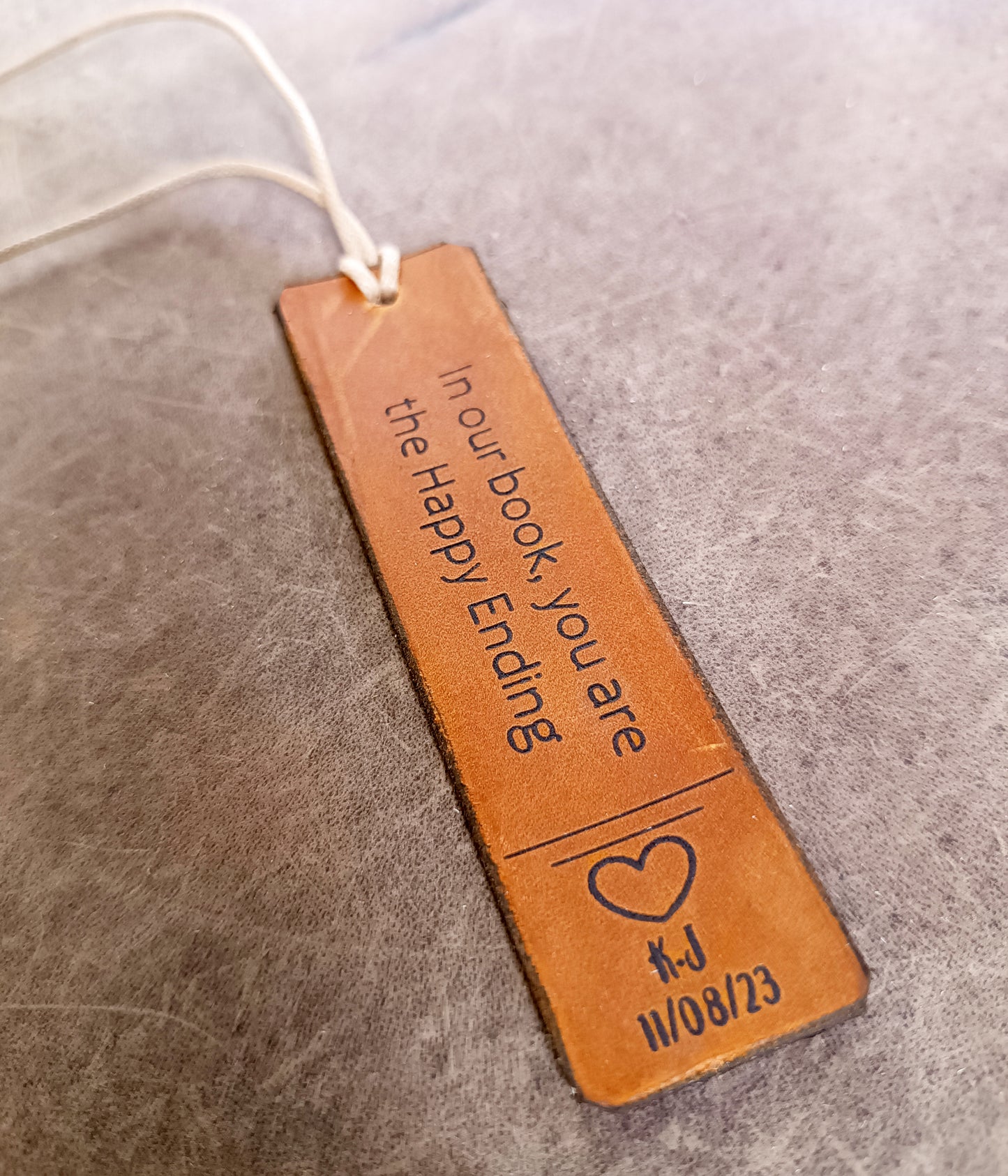 Personalized Handmade Leather Anniversary Bookmark