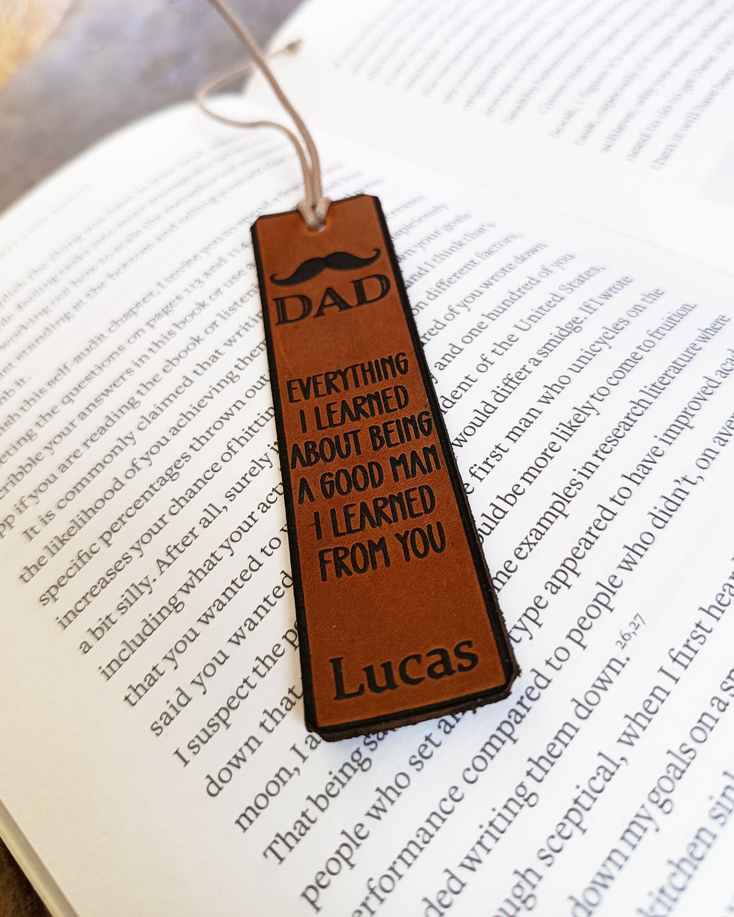 Personalized Dad Leather Bookmark for Father's Day