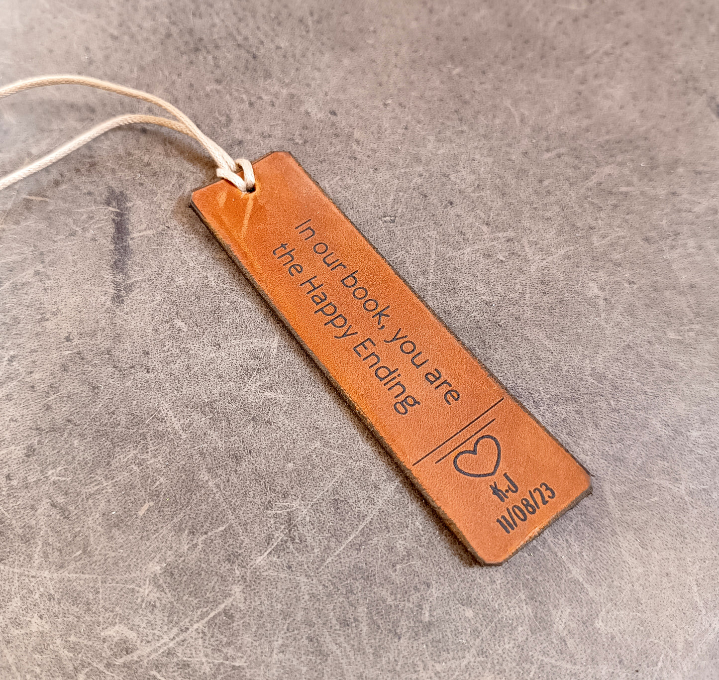 Personalized Handmade Leather Anniversary Bookmark