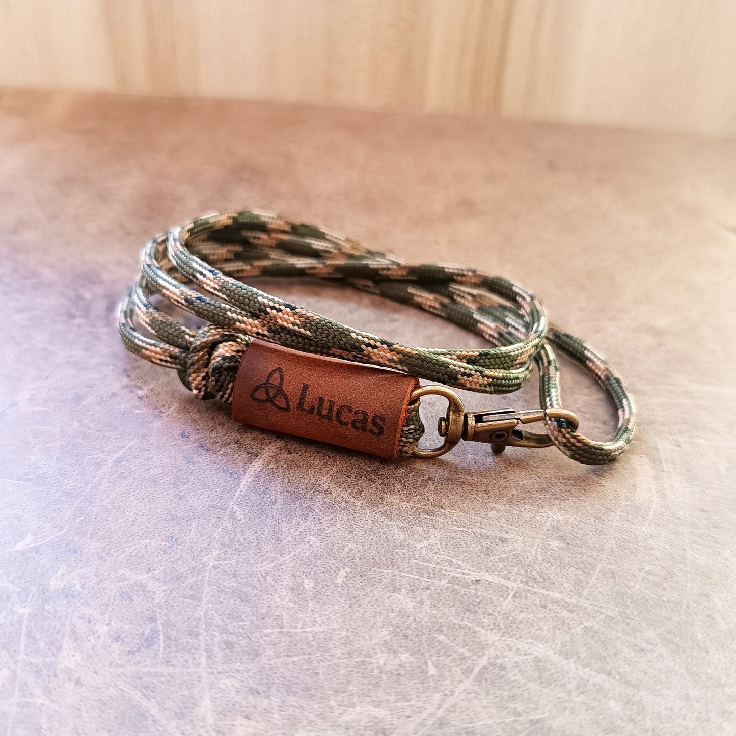 Wristlet Size Camo Green Paracord Keychain