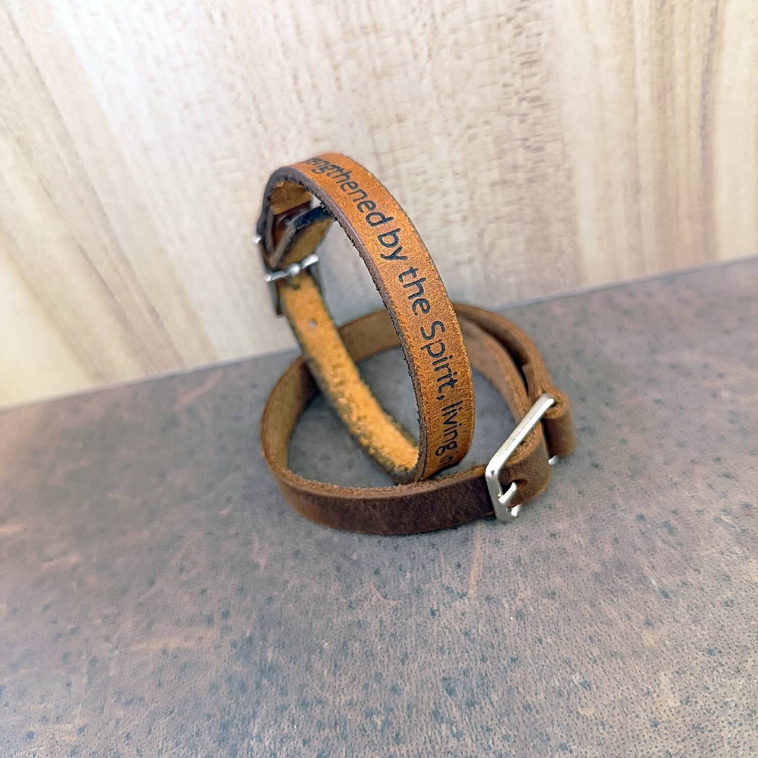 close up of two confirmation bracelets