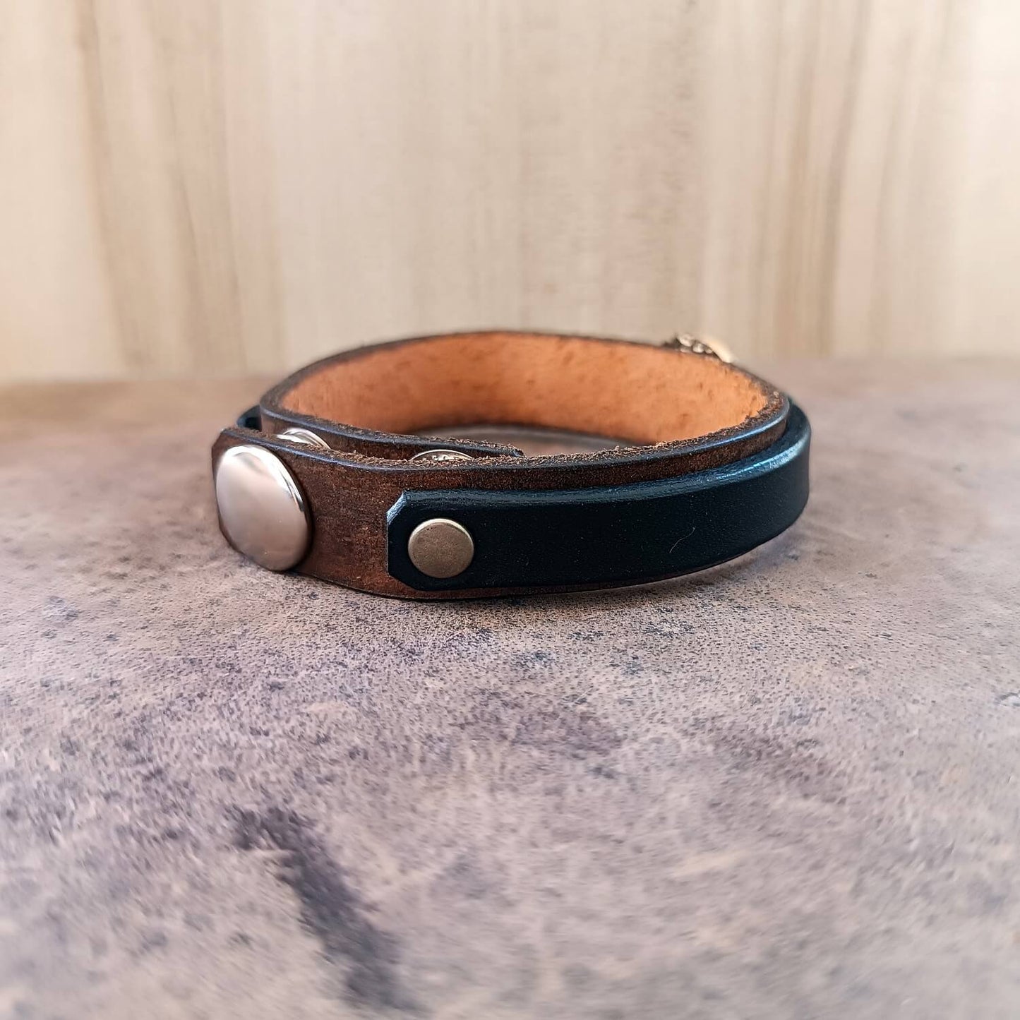 the last chief bracelet backside view with stainless steel snap button closure