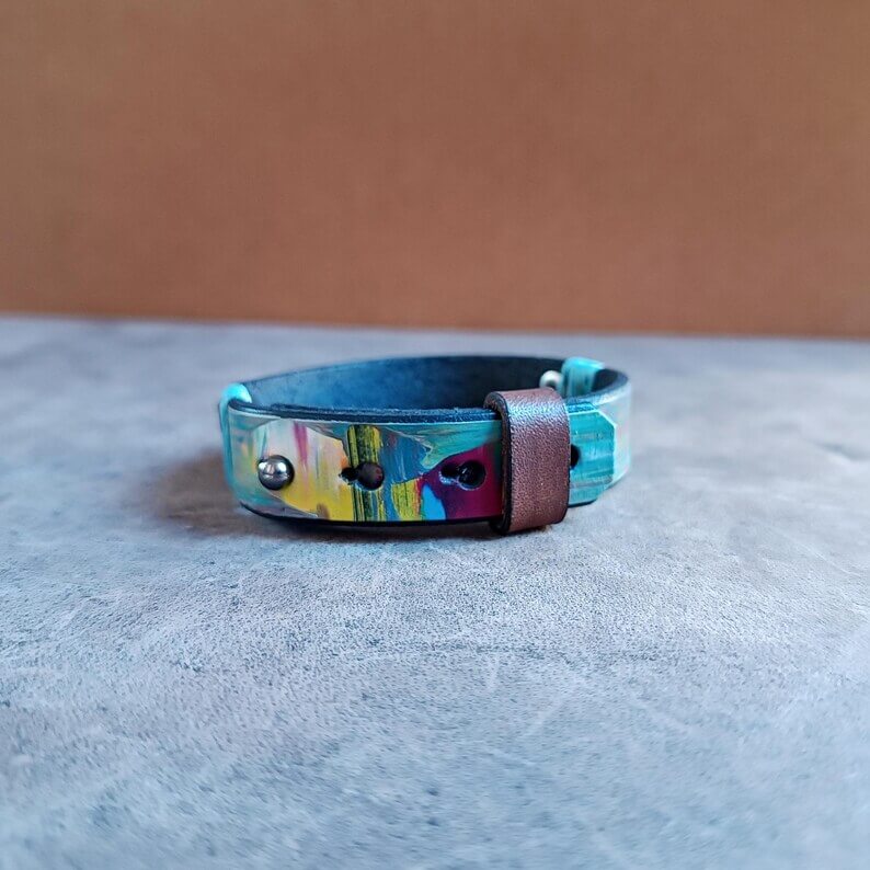 backside of the wrap bracelet showcasing its adjustable fit