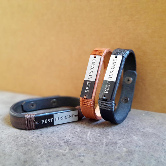 Comparison of the three available leather color variations for the husband's gift.