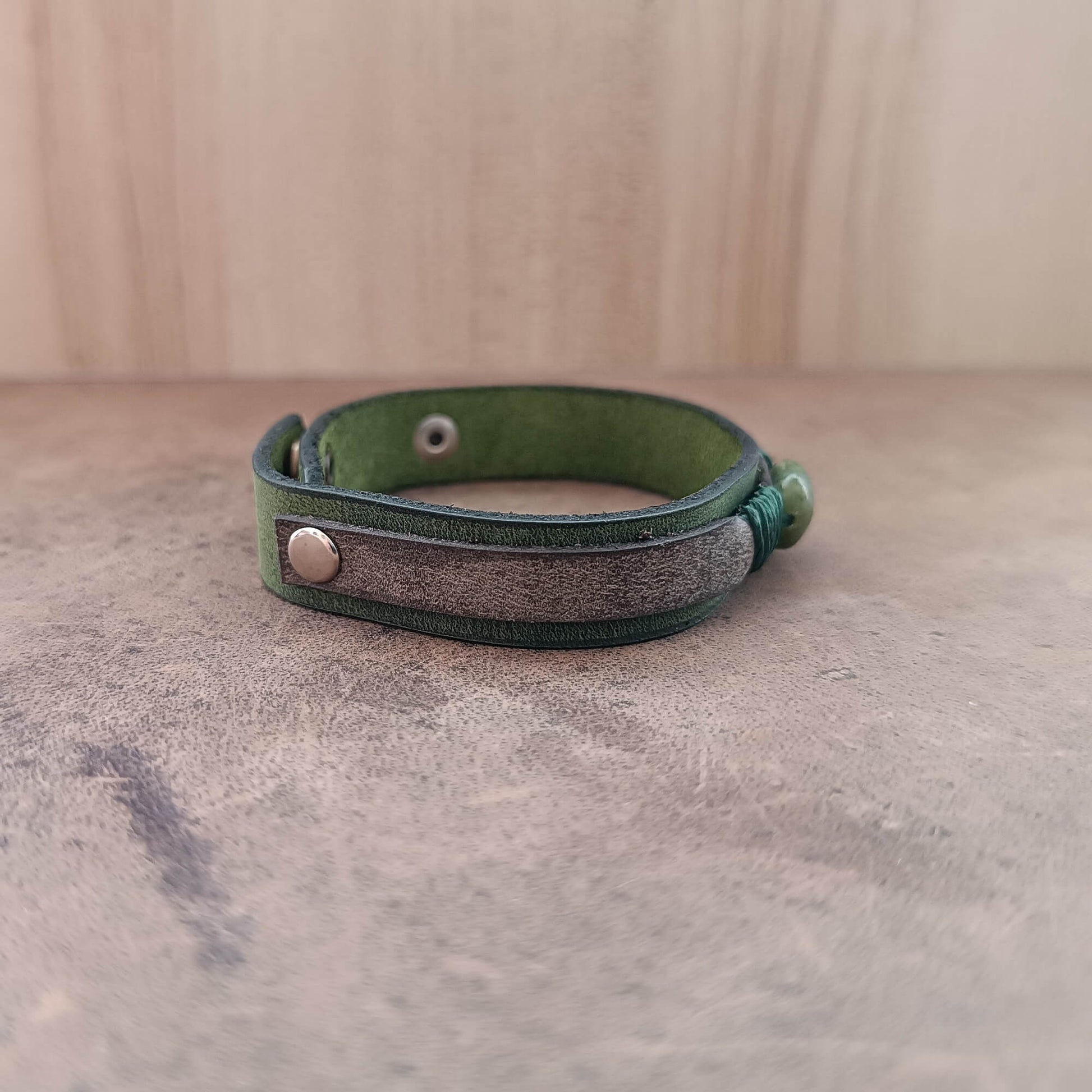 canada jade leather bracelet side view