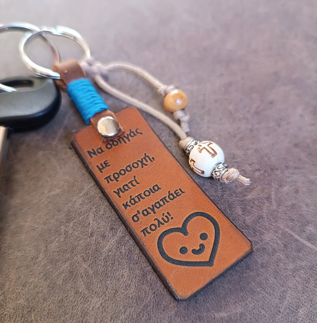 Handmade Leather Keychain for new driver