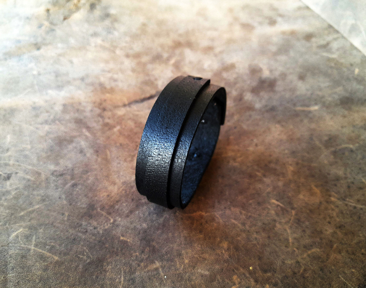 Total Black Leather Bracelet