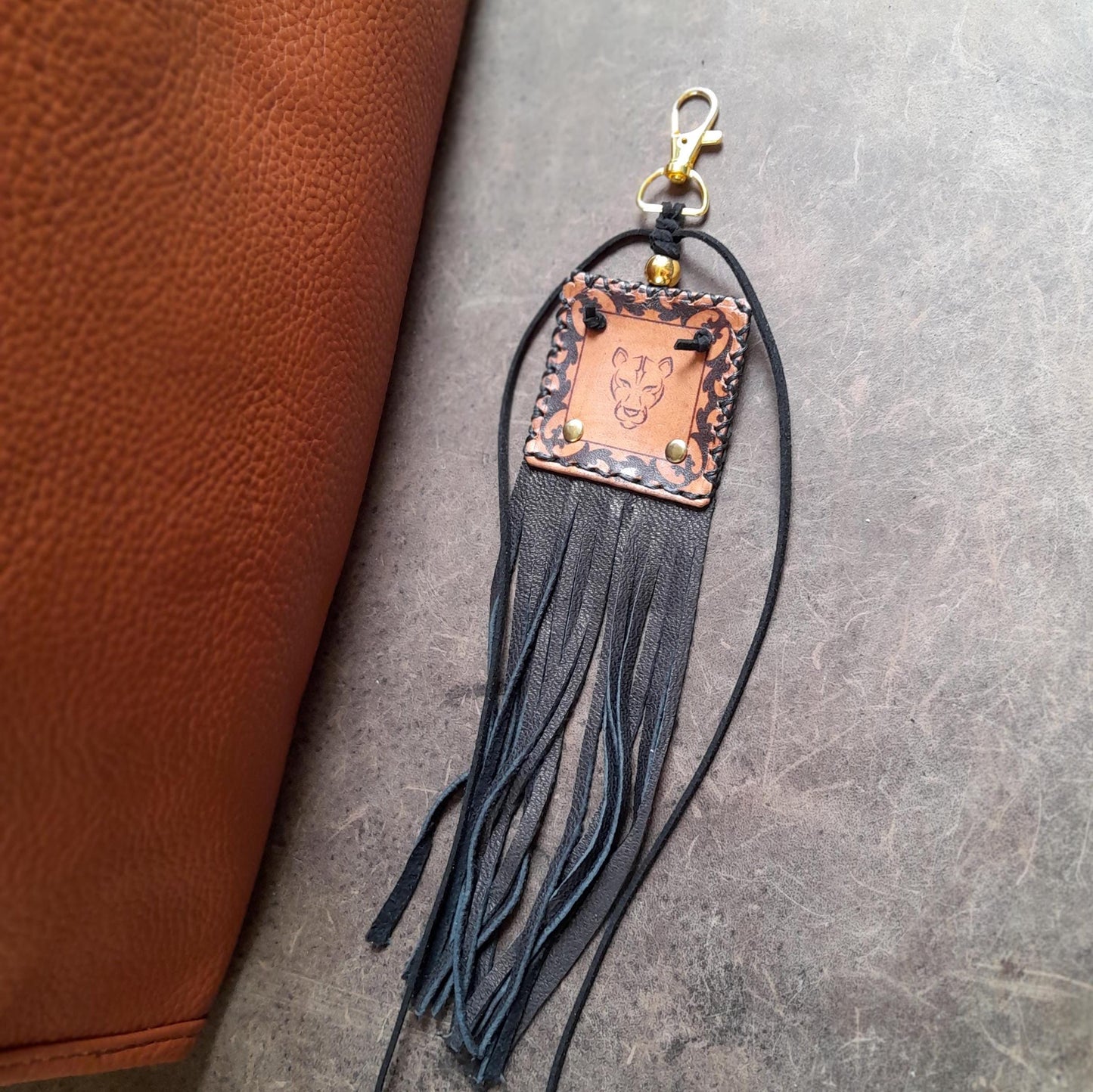 Lioness Leather Bag Charm