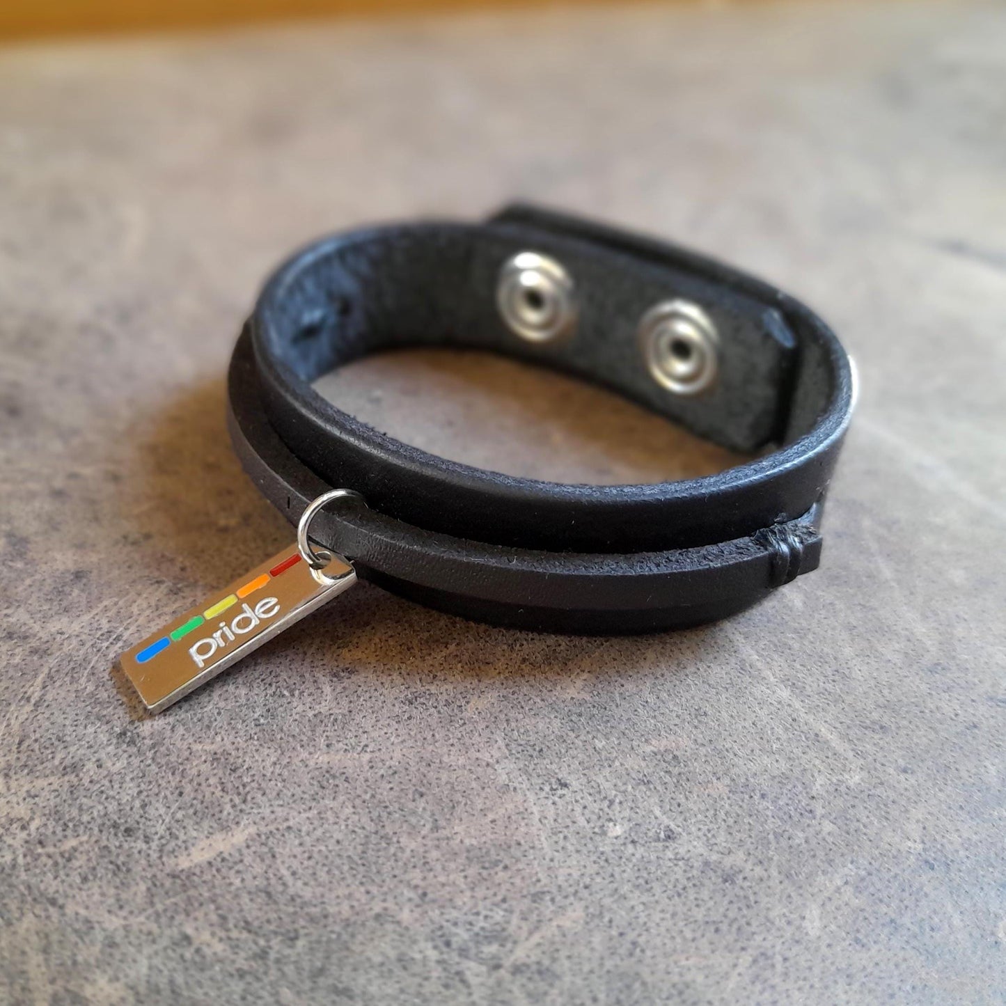 Pride Black Leather Bracelet
