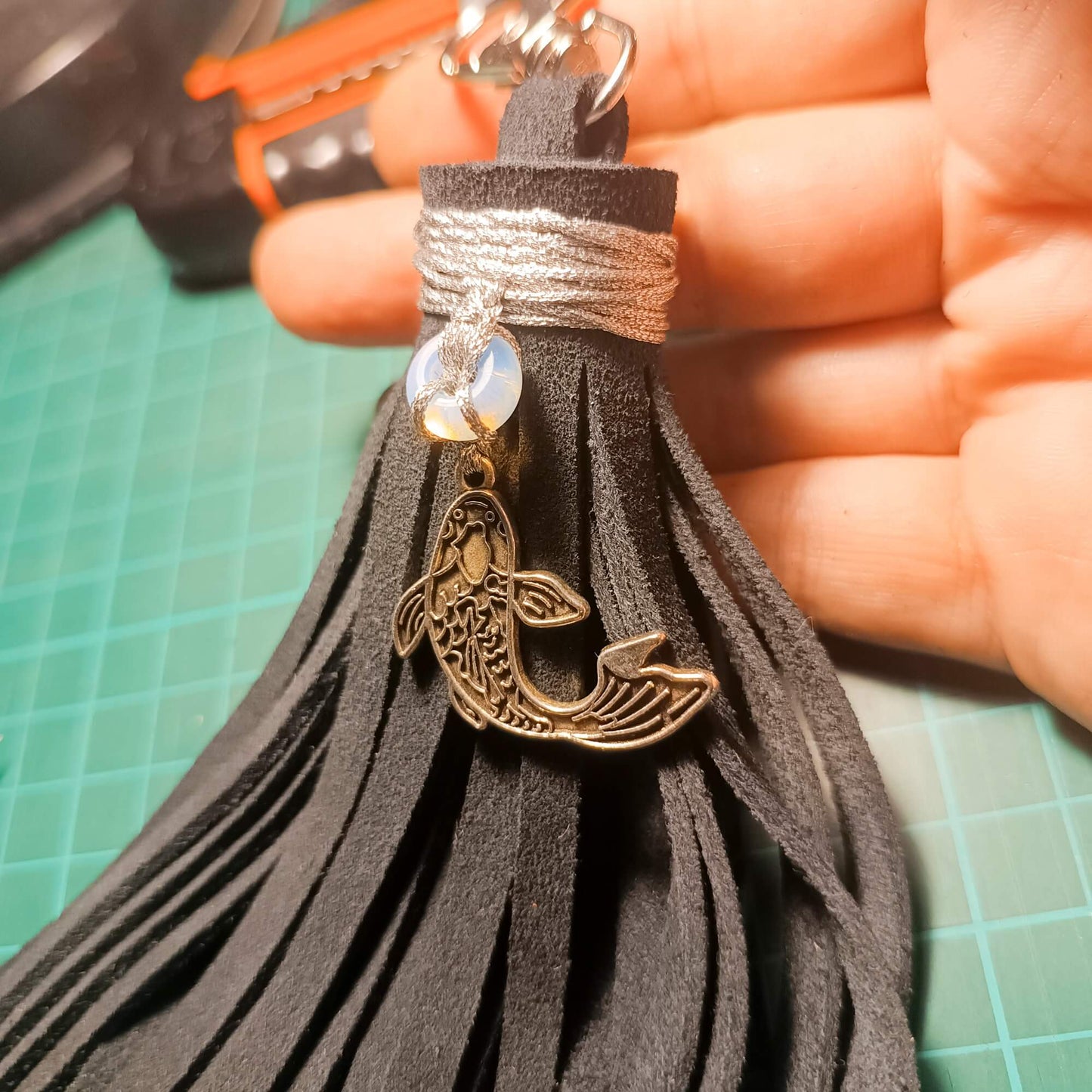 moonstone koi fish bag charm making of