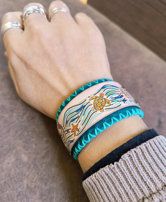 ocean themed bracelet worn on wrist