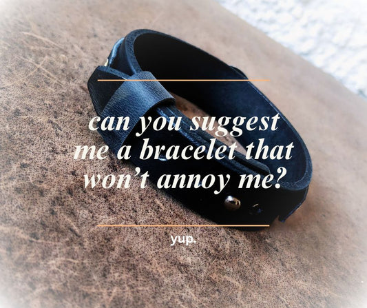 close up shot of the backside of a leather bracelet and overlay text