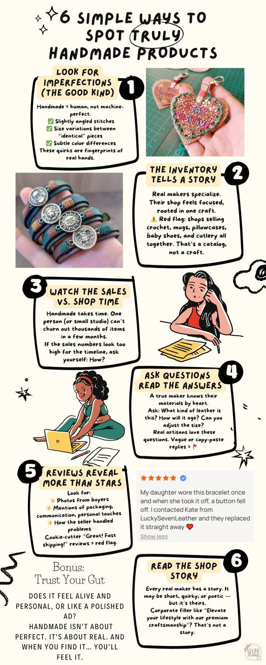 6 Ways to Spot Truly Handmade Products – Free Infographic Set