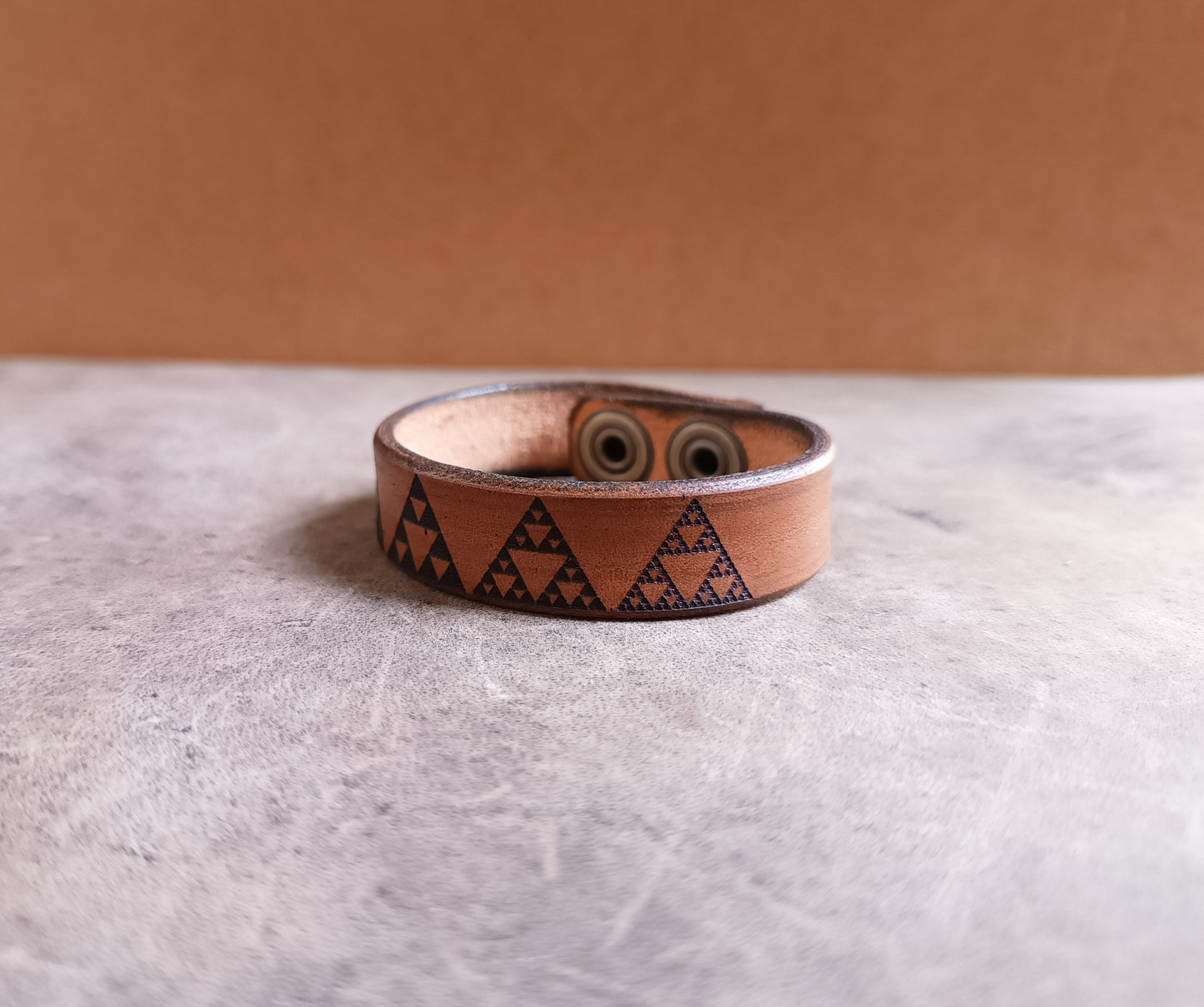 Sierpinski Triangle Leather Bracelet, Math Lover Gift