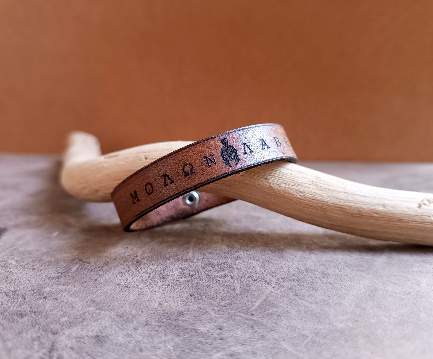 King Leonidas Greek Warrior Spartan Leather Bracelet