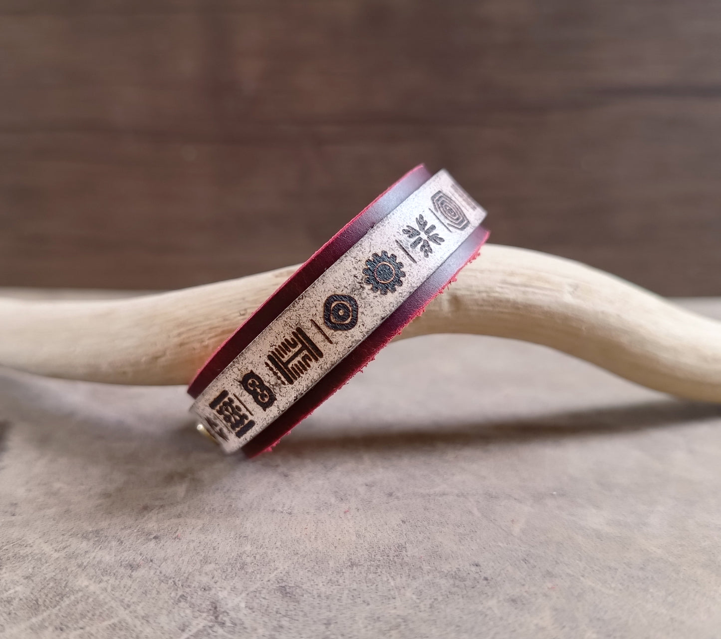 Adinkra Symbols Red White Cuff – Wisdom Meets Strength