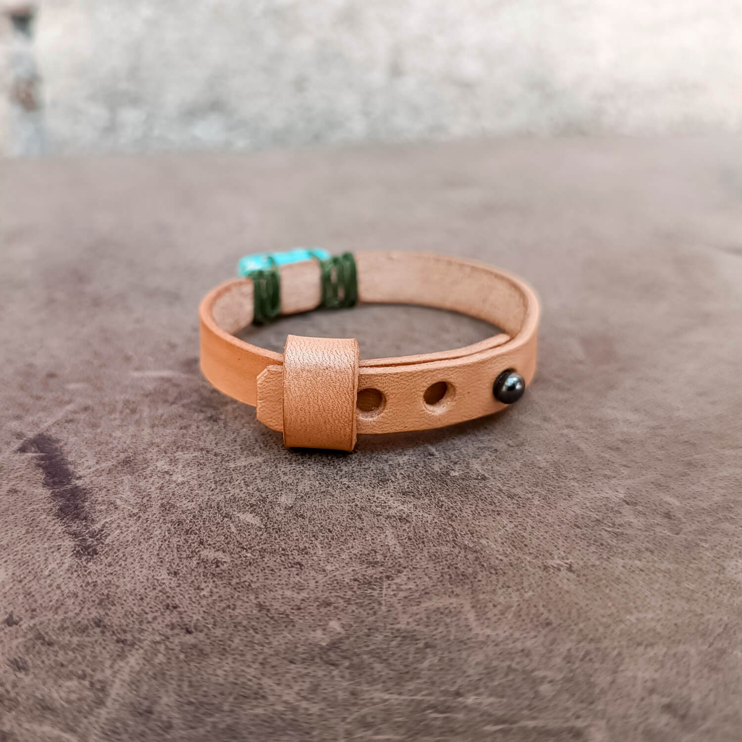 imperial jasper leather bracelet backside closure view