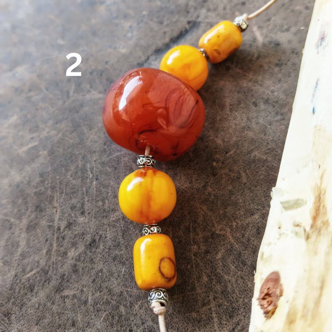 OOAK natural amber bib necklace number 2 with silver spacer beads and adjustable cord