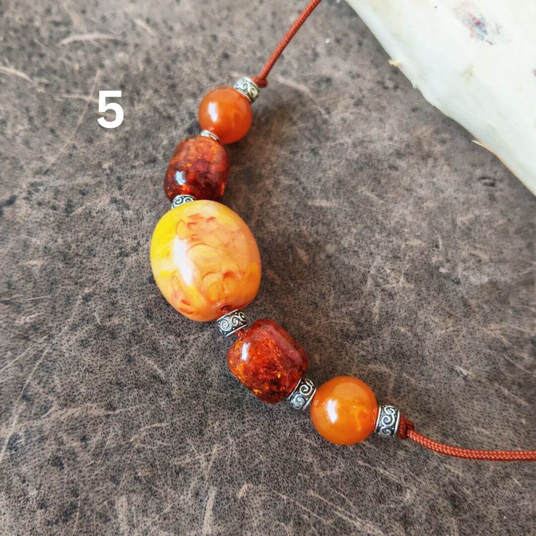 OOAK natural amber bib necklace number 5 with silver spacer beads and adjustable cord