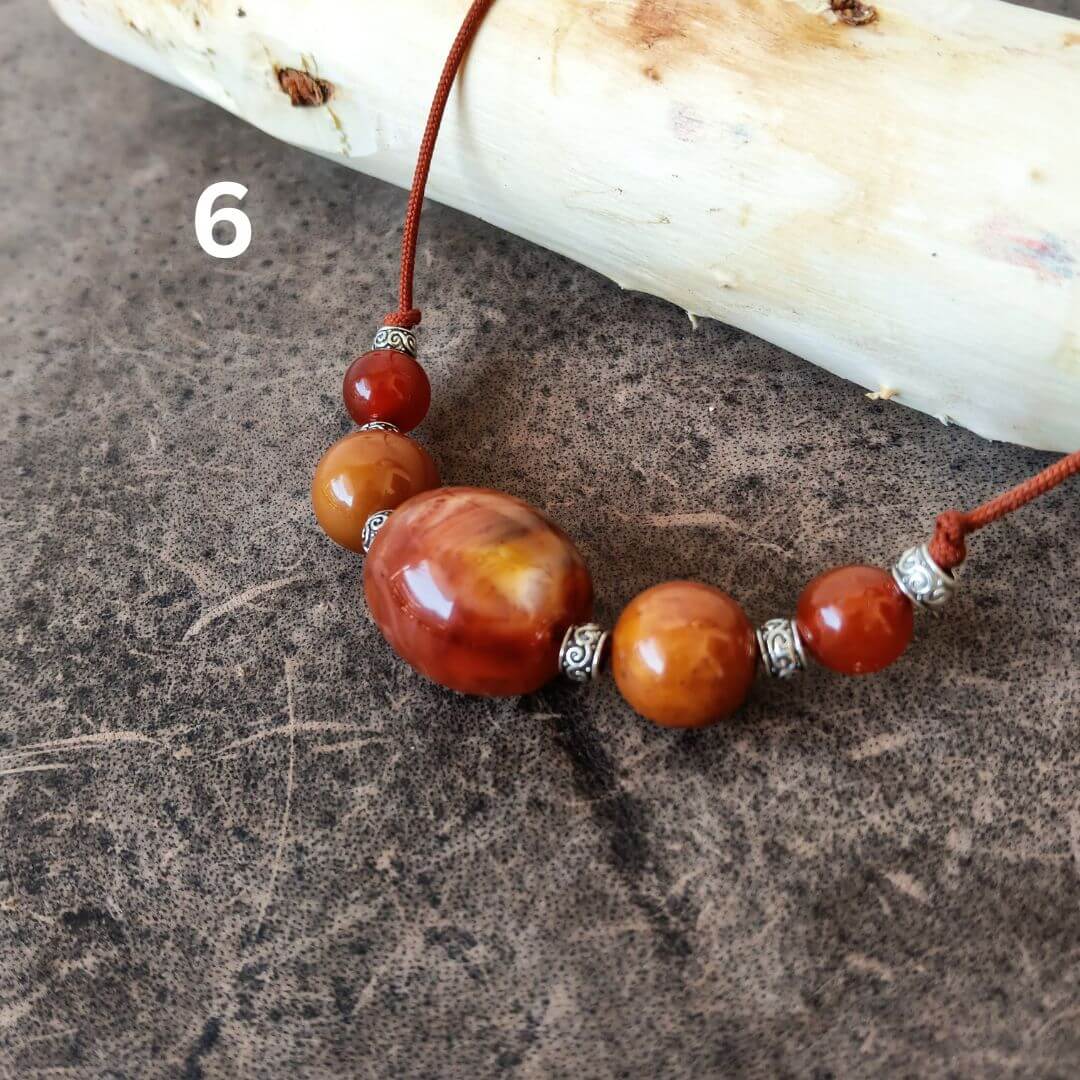OOAK natural amber bib necklace number 6 with silver spacer beads and adjustable cord