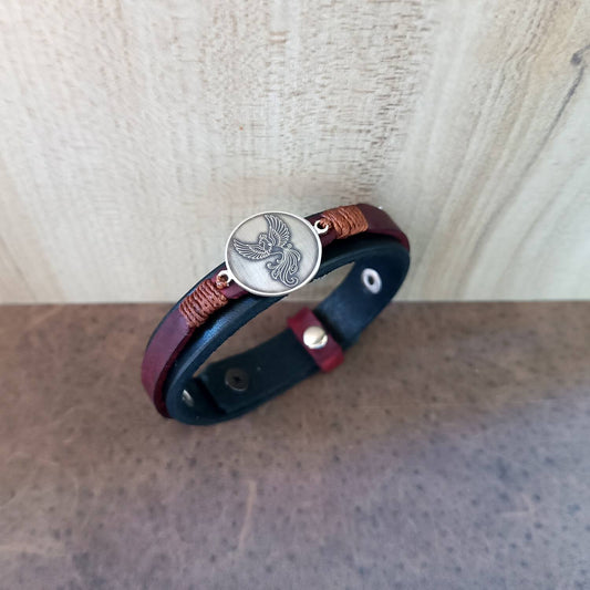 Phoenix Black Red Leather Bracelet
