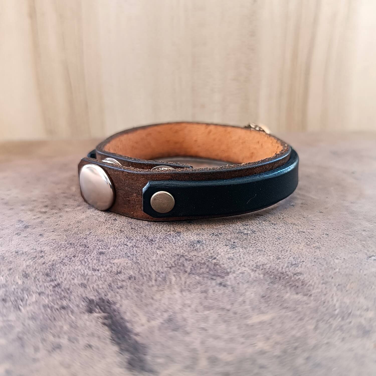 the last chief bracelet backside view with stainless steel snap button closure