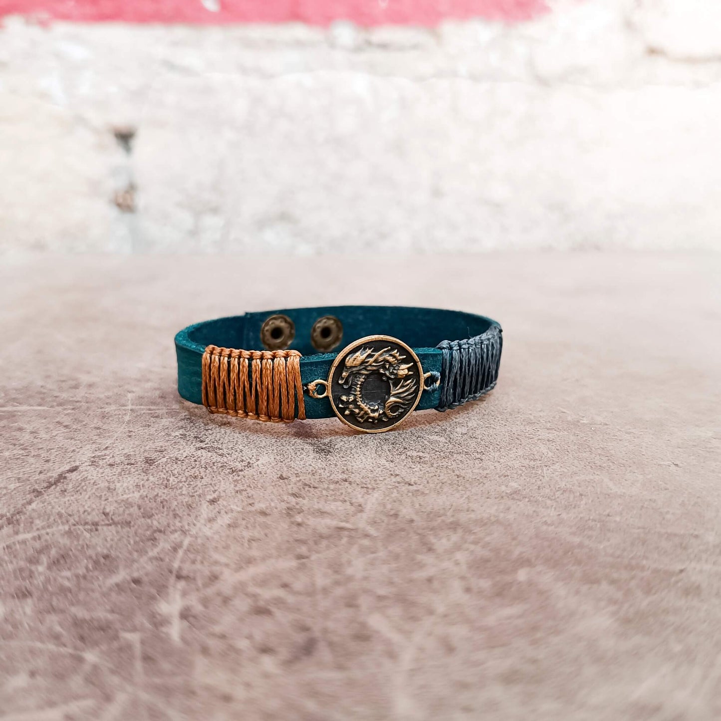 Minimalist Chinese Dragon Braided Leather Bracelet