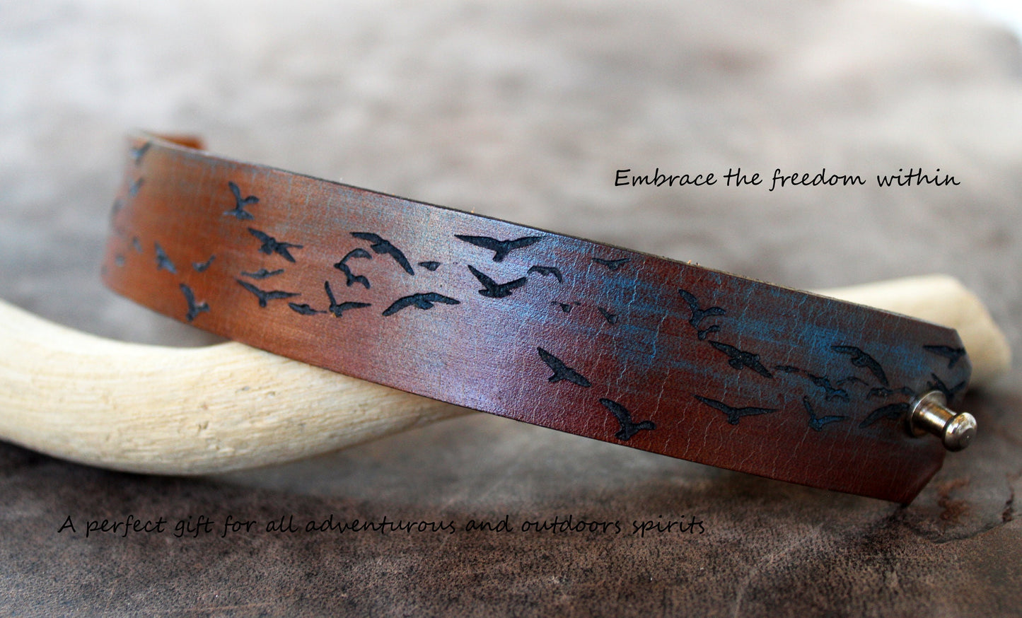 Blue Sky Birds Leather Bracelet