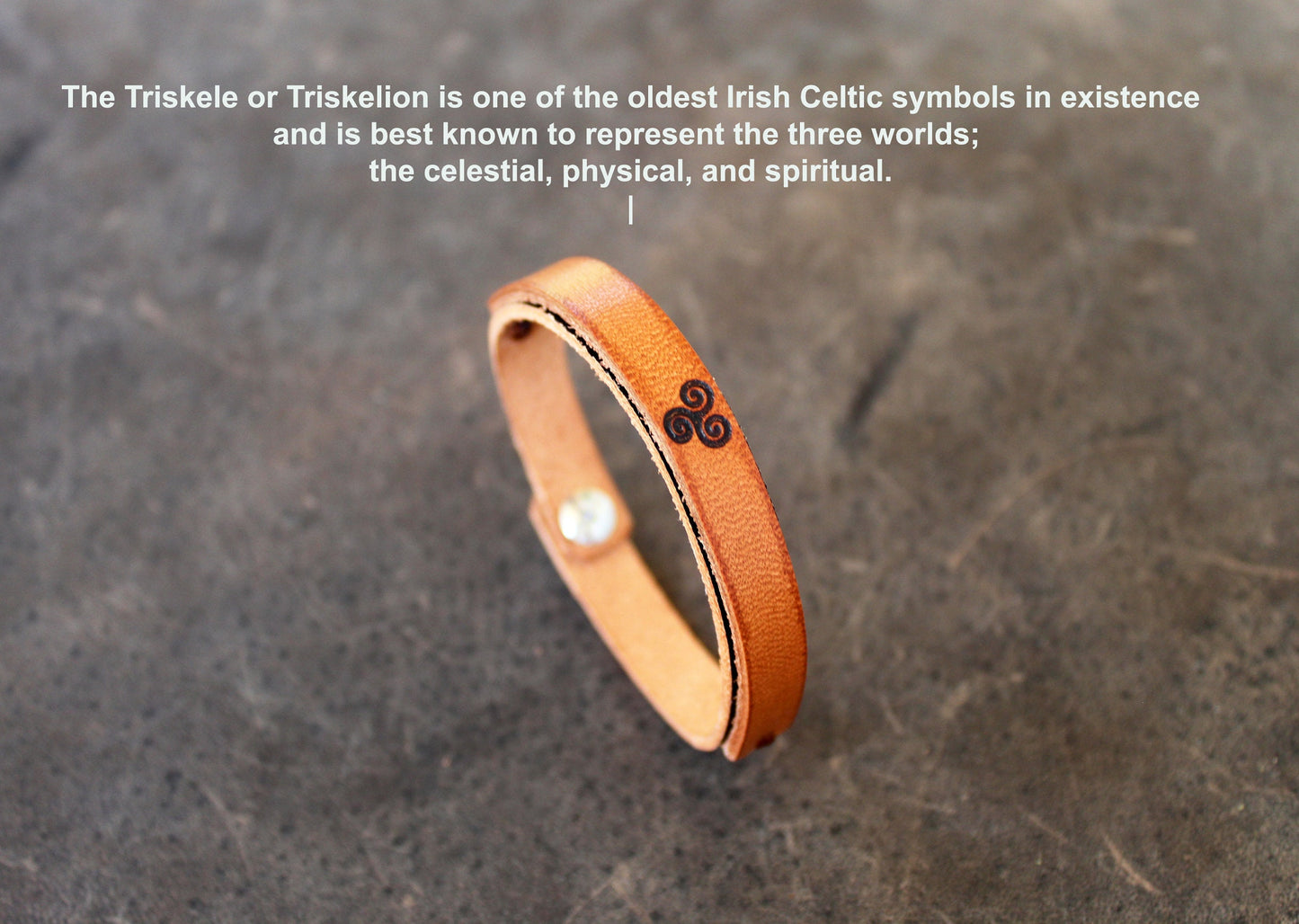 Celtic Triple Spiral Leather Bracelet