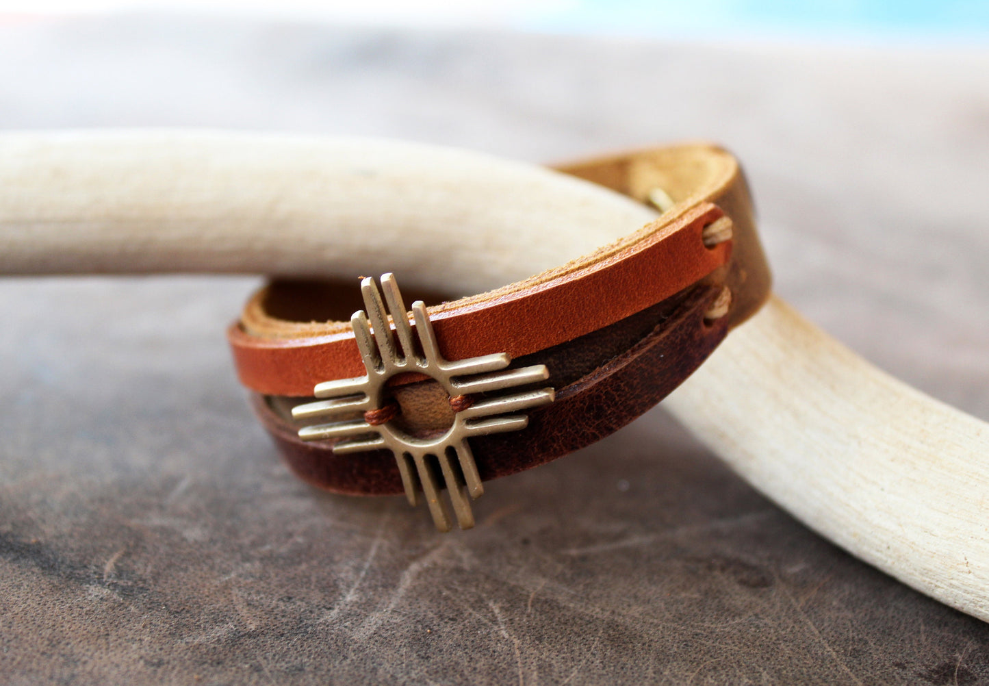 ZIA Sun Charm Leather Bracelet