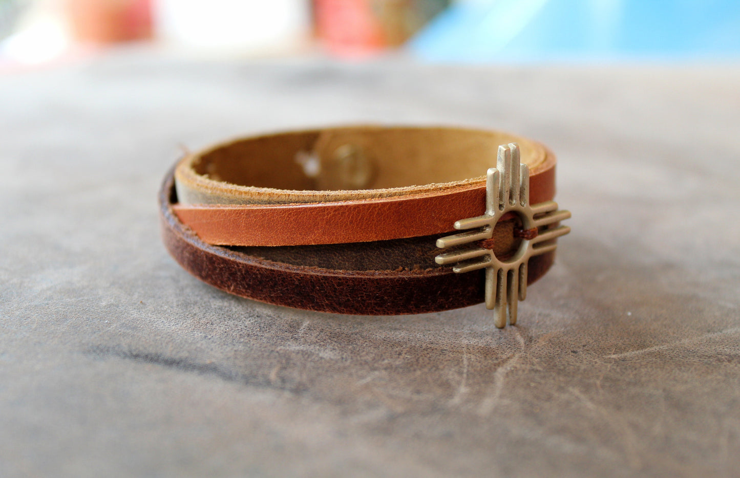 ZIA Sun Charm Leather Bracelet