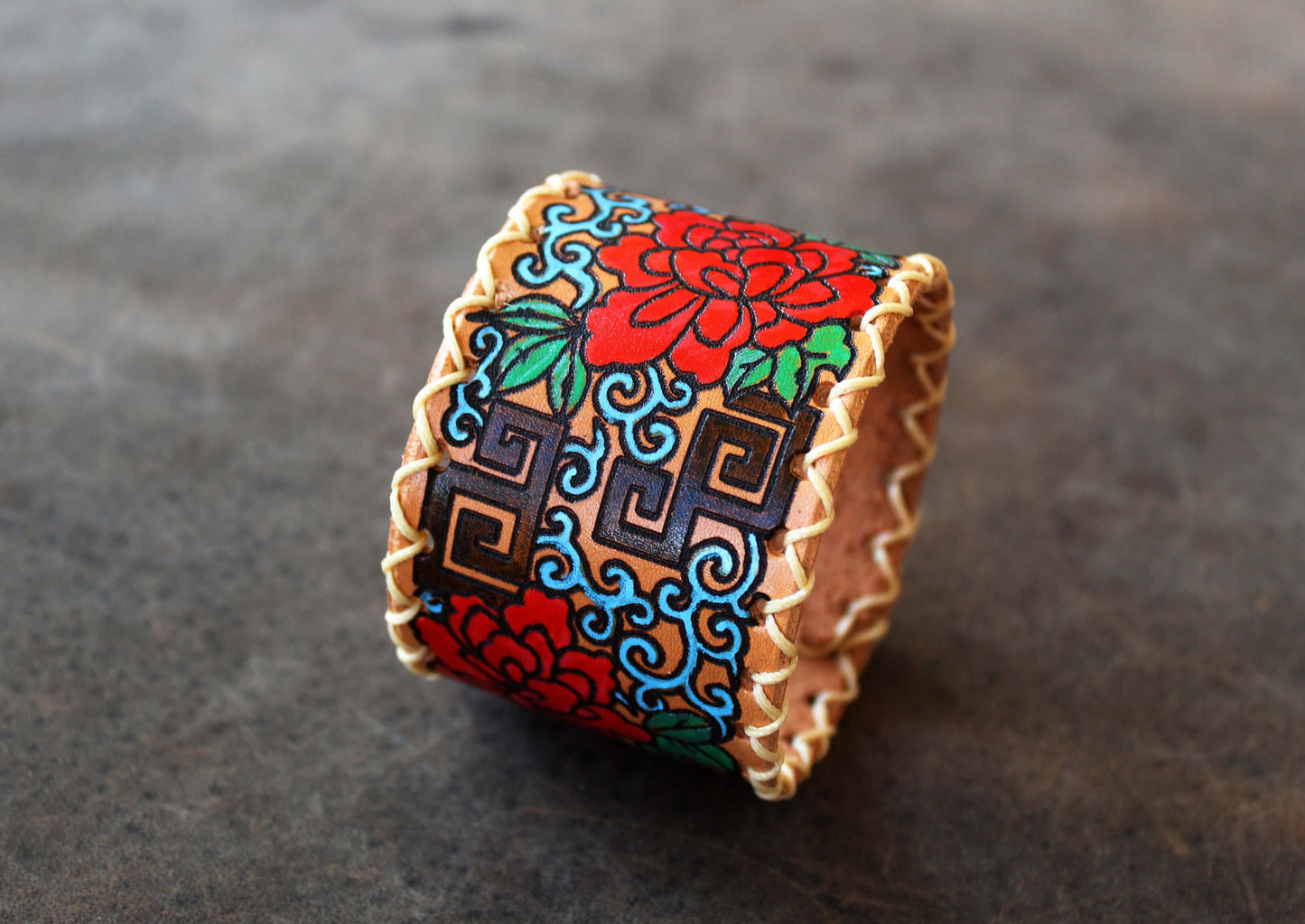 Extra Wide Abstract Floral Cuff Bracelet