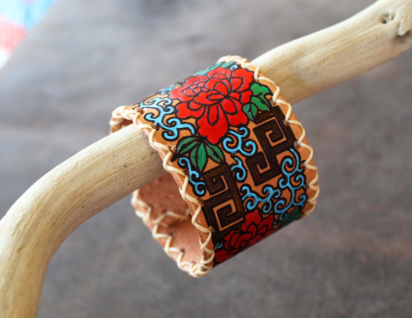 Extra Wide Abstract Floral Cuff Bracelet